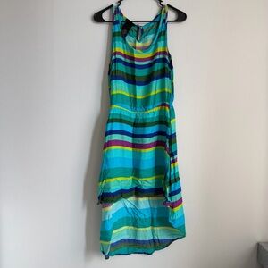 Metaphor Vibrant Striped High Low Dress